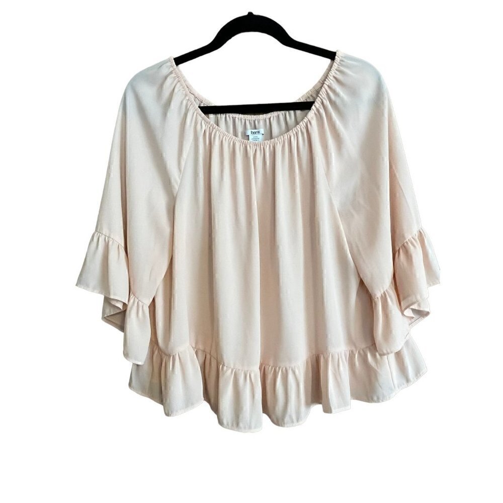 Bar III Women's Pullover Light Peach/ pink Blouse, Size XL, 3/4 Sleeves